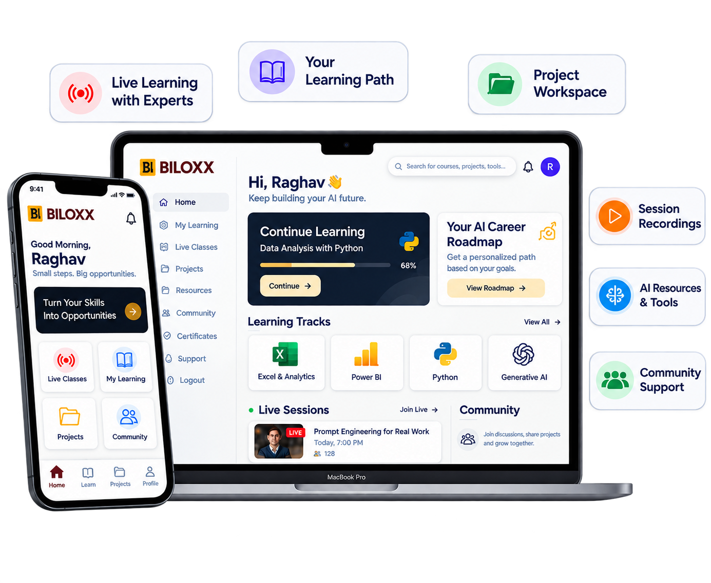 Biloxx AI Career OS app preview